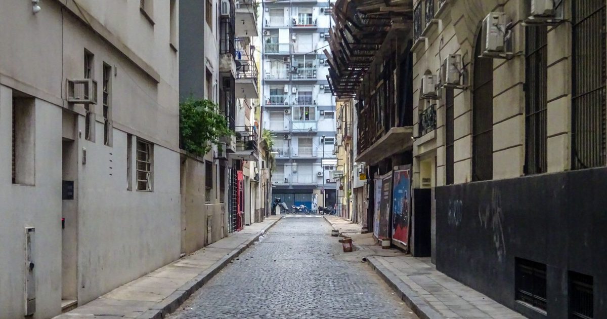 A cobblestone street in Buenos Aires, Argentina