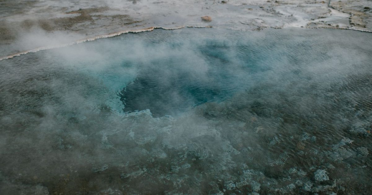 A steaming geyser in Iceland