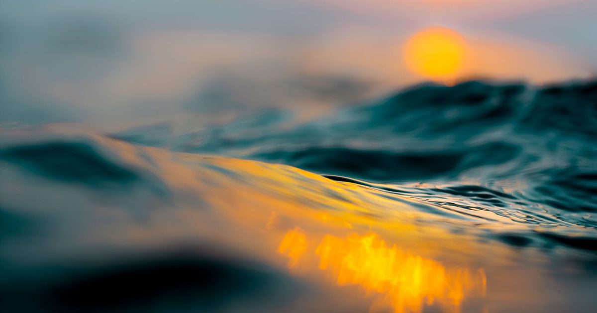 Waves at sunset in Miyazaki, Japan