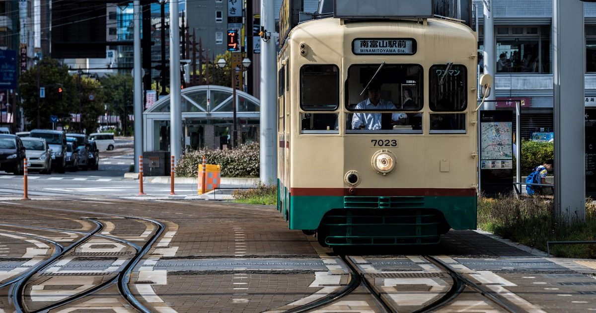 A tram in Toyama City, Japan