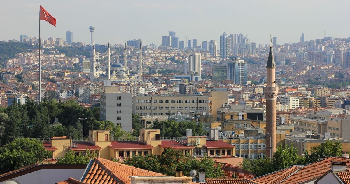 The Ankara skyline with Kocatepe Mosque and Atakule Tower
