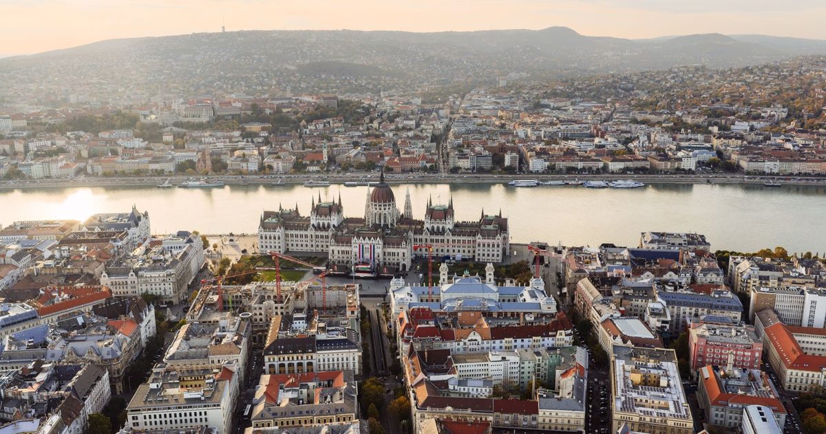 Budapest and the Hungarian Parliament Building on the Danube at sunset