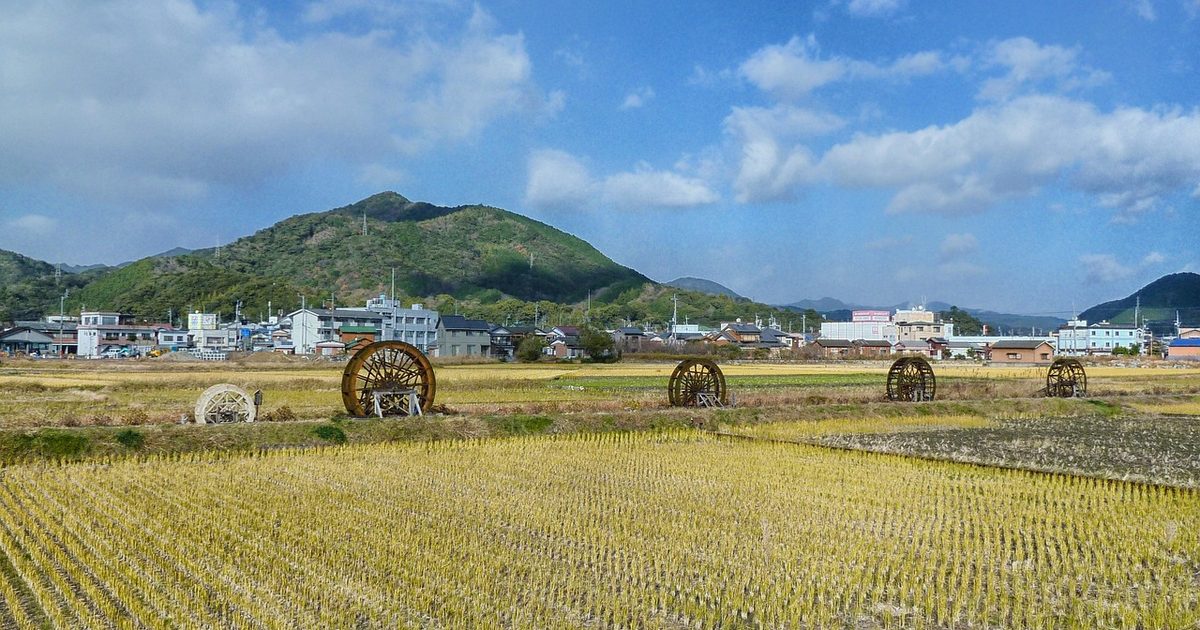 Farmland and mountains at Sukumo, Kochi, Japan