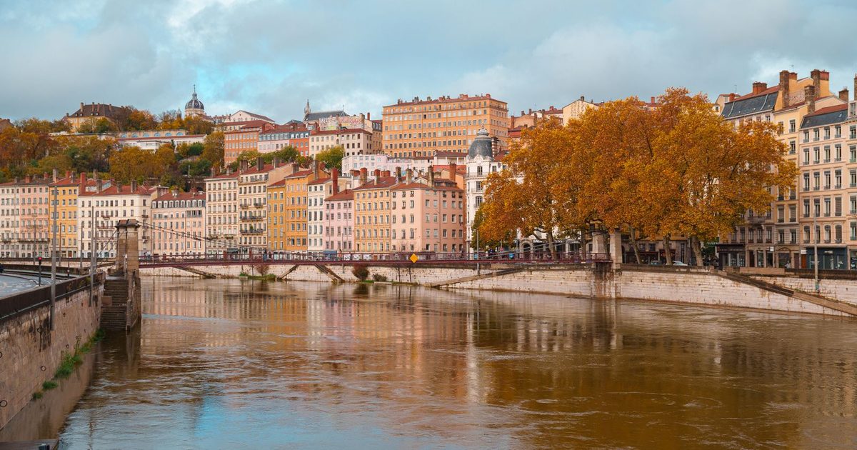 The Saône River and Lyon in autumn, France