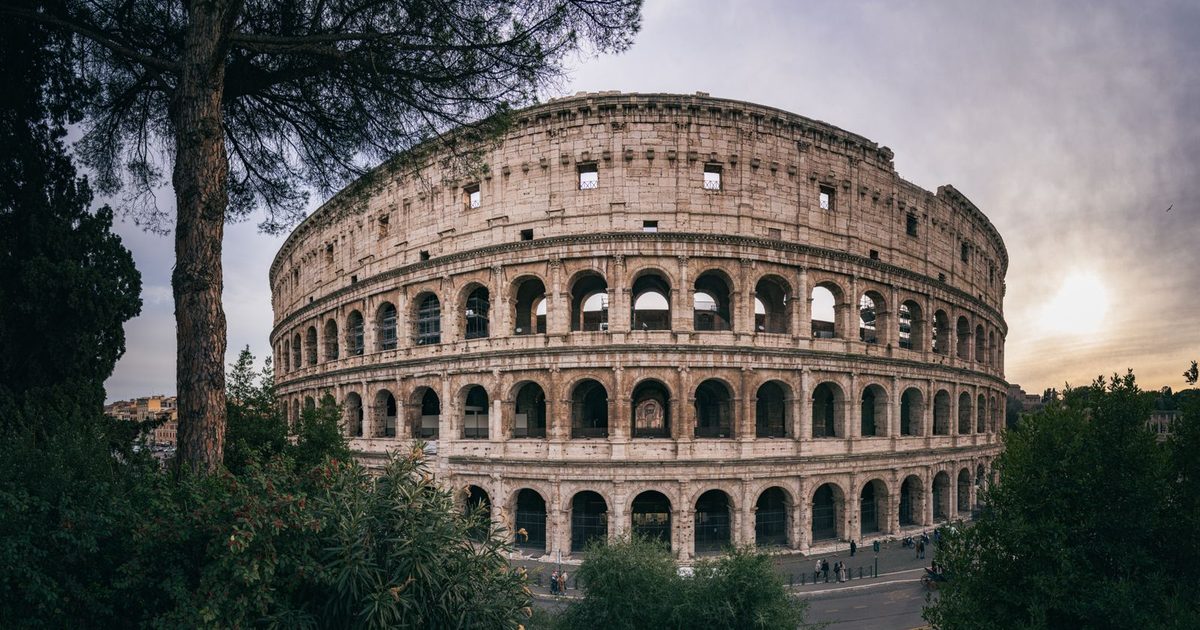 The Colosseum in Rome at sunset