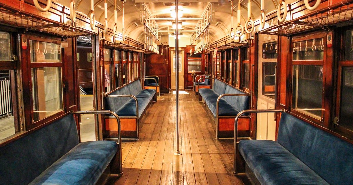 A train interior at the railway museum in Ōmiya, Saitama, Japan