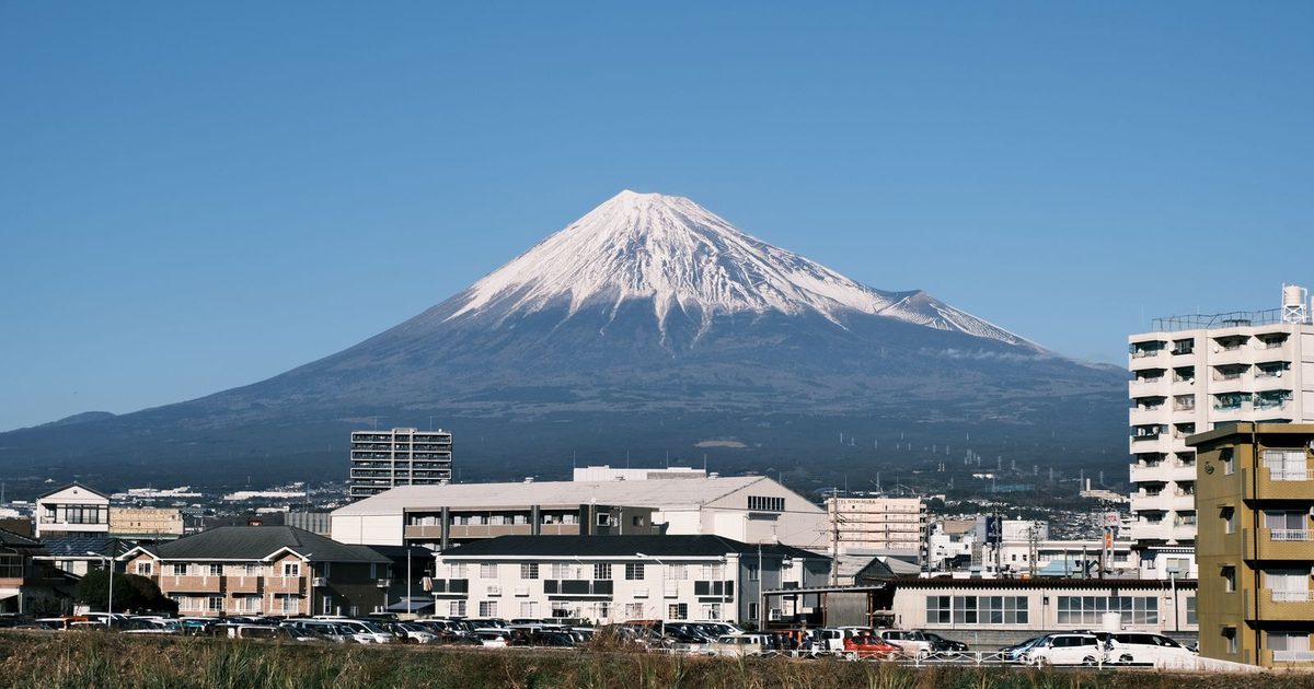 Mount Fuji above the city of Shizuoka, Japan