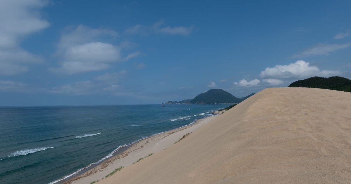 The Tottori Sand Dunes meeting the ocean in summer
