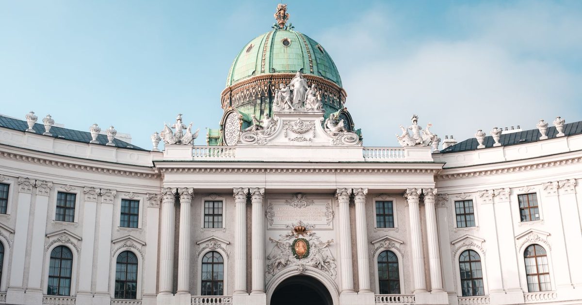 The dome and facade of the Hofburg Palace, Vienna, Austria